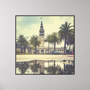 Lienzo Edificio del ferry de San Francisco con reflexión