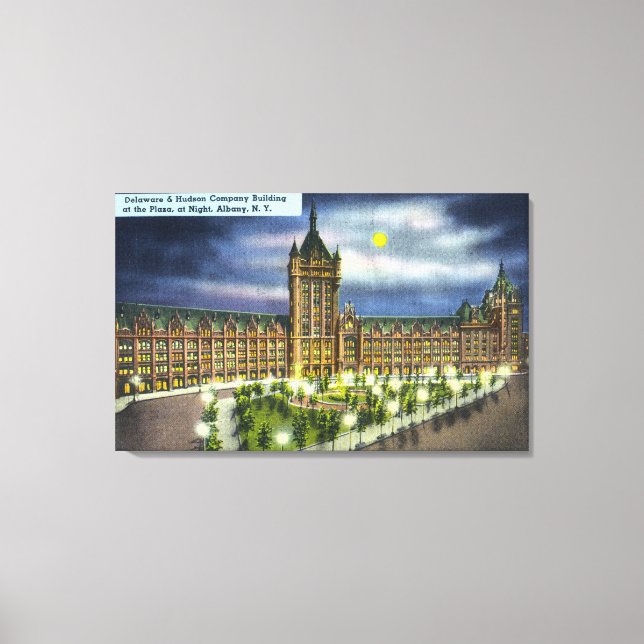 Lienzo Edificio Delaware y Hudson Co. de noche (Anverso)