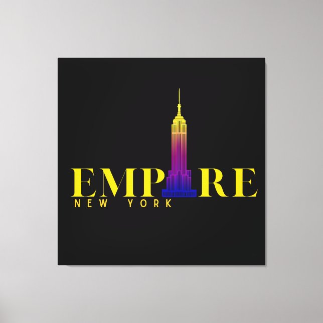 Lienzo Edificio Empire State-Nueva York-Dorado Vibrante (Anverso)