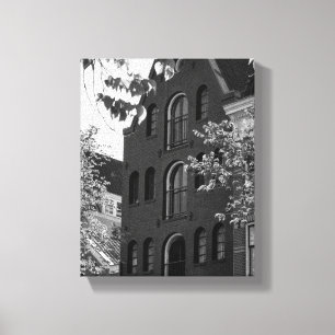 Lienzo Edificio histórico blanco y negro en Ámsterdam