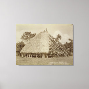 Lienzo Edificio House en Samoa, c.1875 (foto de sepia)