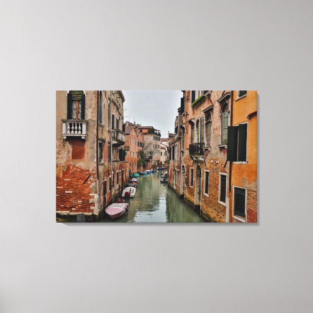 Lienzo Edificios a lo largo de canales de Venecia (Anverso)