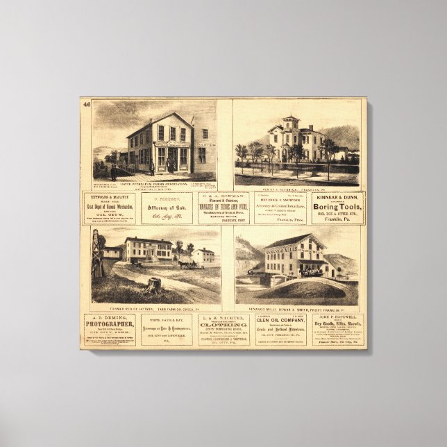 Lienzo Edificios, Ciudad Petrolera, Franklin, Granja Tarr (Anverso)