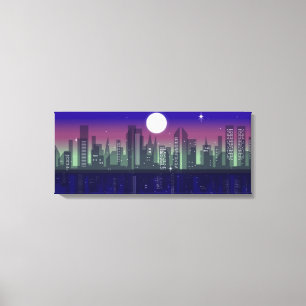 Lienzo Edificios iluminados por la noche