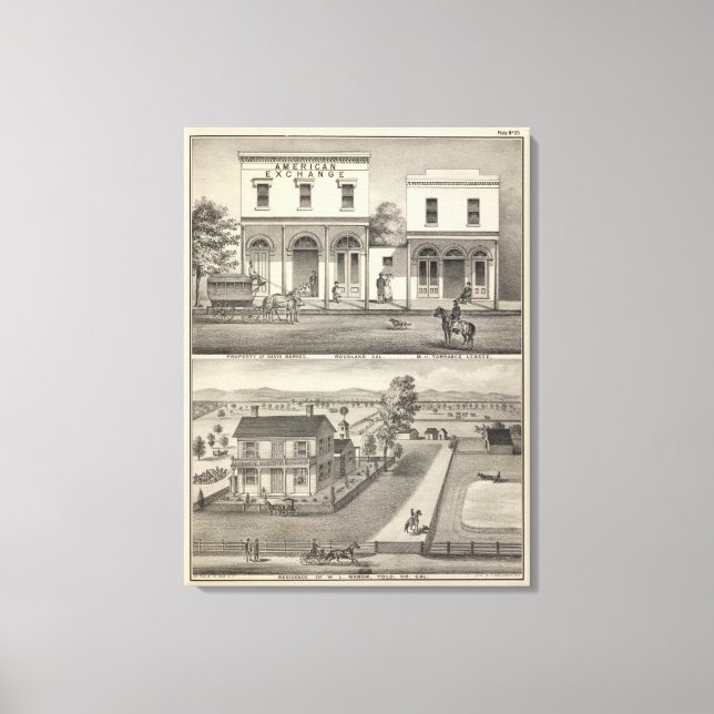 Lienzo Edificios Woodland, Yolo (Anverso)