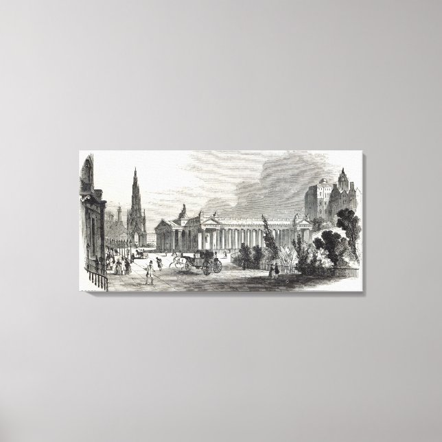 Lienzo Edimburgo: Royal Institution y Scott (Anverso)
