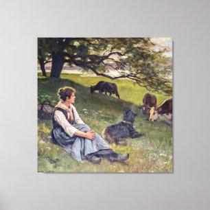 Lienzo Edouard Debat-Ponsan The Cowherd