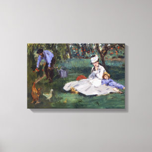 Lienzo Edouard Manet - La familia Monet en su jardín