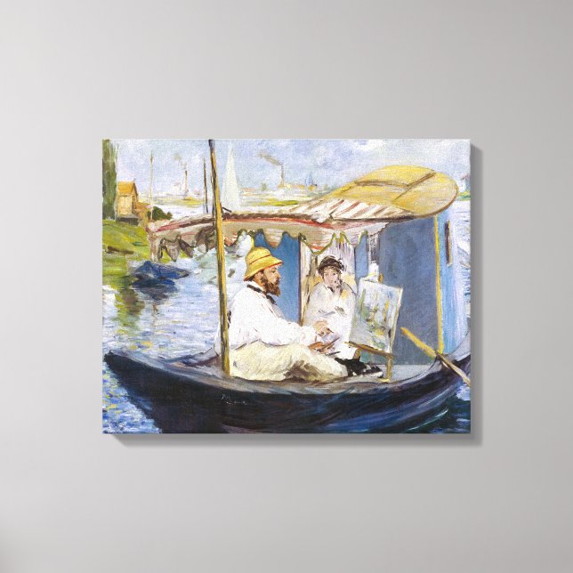 Lienzo Edouard Manet - Monet en su barco estudio (Anverso)