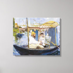 Lienzo Edouard Manet - Monet en su Studio Boat