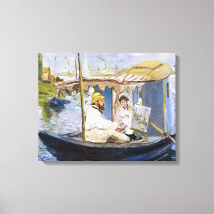 Lienzo Edouard Manet - Monet en su Studio Boat