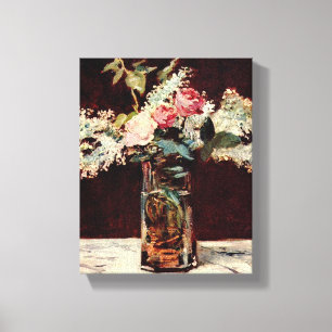 Lienzo Edouard Manet Vase de Lilacs y Rosas Blancos