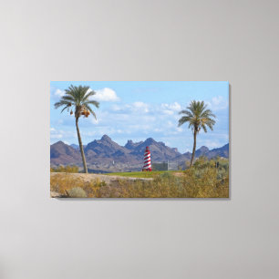 Lienzo EE. UU., Arizona, Lake Havasu City. Faro junto