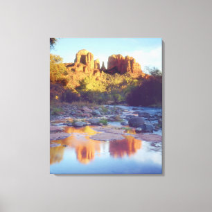 Lienzo EE. UU., Arizona, Sedona. Cathedral Rock reflejand