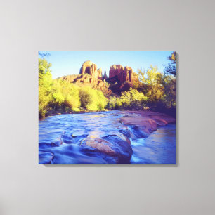 Lienzo EE. UU., Arizona, Sedona. Cathedral Rock reflejand