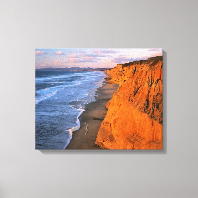 Lienzo EE. UU., California, Acantilados en la playa estat (Anverso)