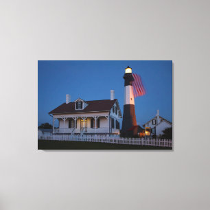 Lienzo EE. UU., Georgia, Isla Tybee, Bandera ondeando