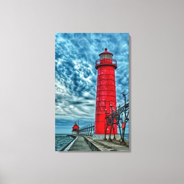 Lienzo EE. UU., Grand Haven, Michigan, faro (Anverso)