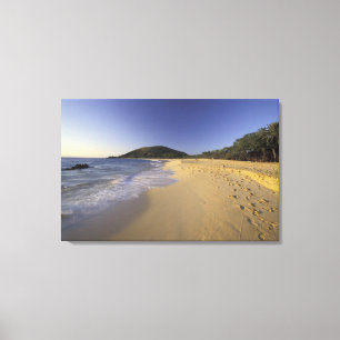 Lienzo EE.UU., Hawaii, Maui, Huellas en la arena, Makena