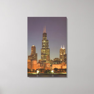 Lienzo EE.UU., Illinois, Chicago: Cielo urbano / Noche