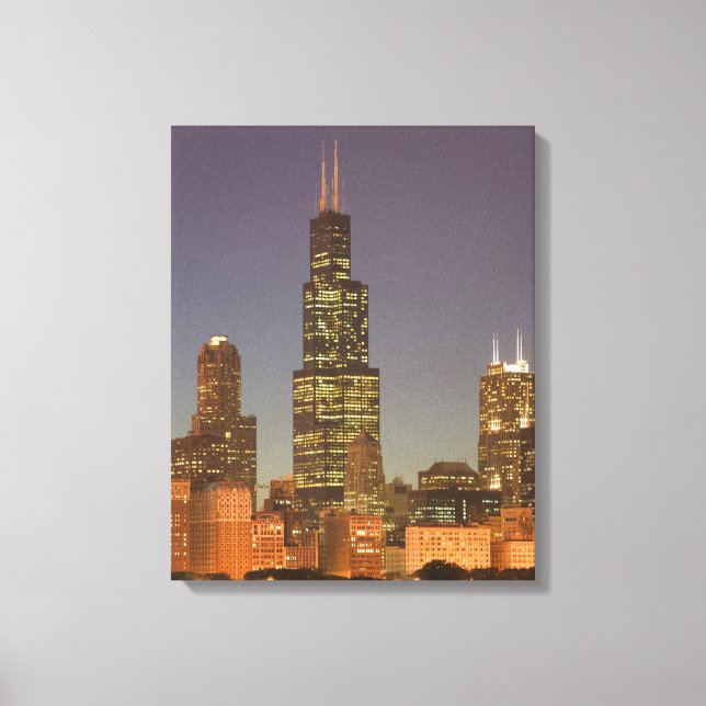 Lienzo EE. UU., Illinois, Chicago: horizonte de la ciudad (Anverso)