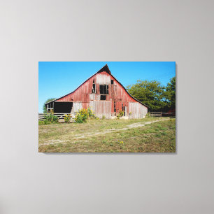 Lienzo EE.UU., Kansas, antiguo granero rojo