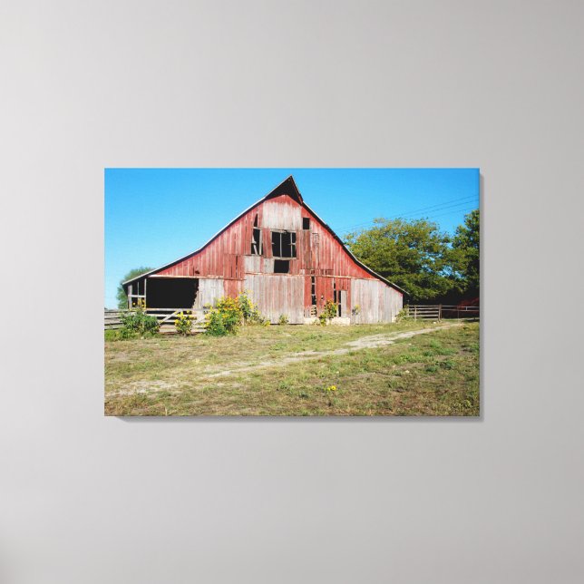 Lienzo EE. UU., Kansas, Old Red Barn (Anverso)