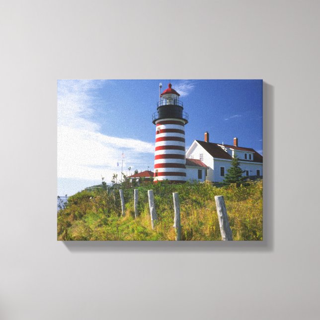 Lienzo EE.UU., Maine, Lubec. Faro West Quoddy Head (Anverso)