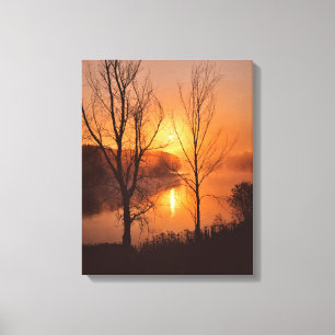 Lienzo EE.UU., Nueva Inglaterra, Maine. Amanecer del oto