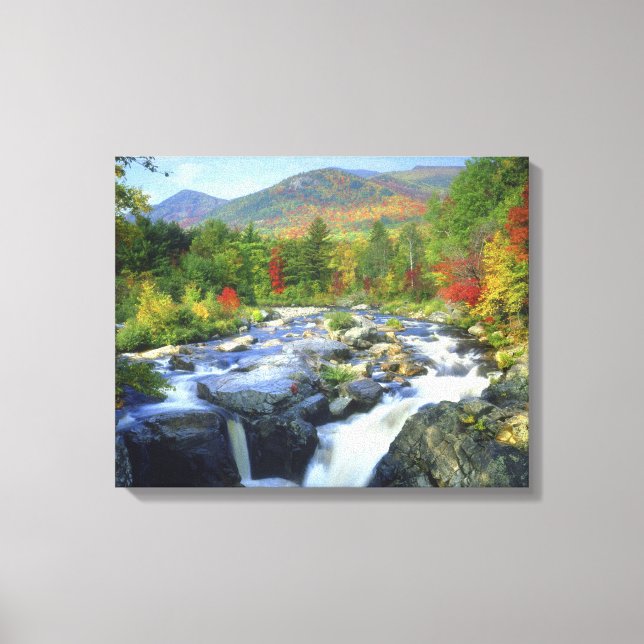 Lienzo EE. UU., Nueva York. Una cascada en el Adirondack (Anverso)