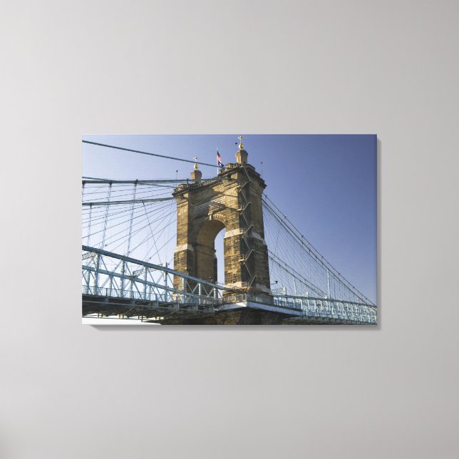 Lienzo EE. UU., Ohio, Cincinnati: Roebling Suspension 2 (Anverso)
