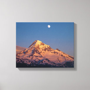 Lienzo EE. UU., Oregón, Mt Hood. La puesta de sol crea un