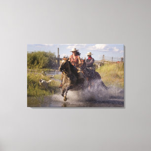 Lienzo EE. UU., Oregón, Seneca, Ponderosa Ranch. Vaquero