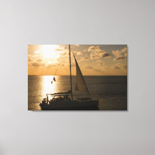 Lienzo EE.UU., Texas, Isla del Padre Sur. Barco de vela