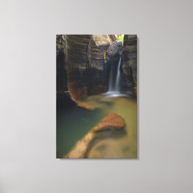 Lienzo EE. UU., Utah, Parque Nacional Zion.  Keyhole Fall (Anverso)