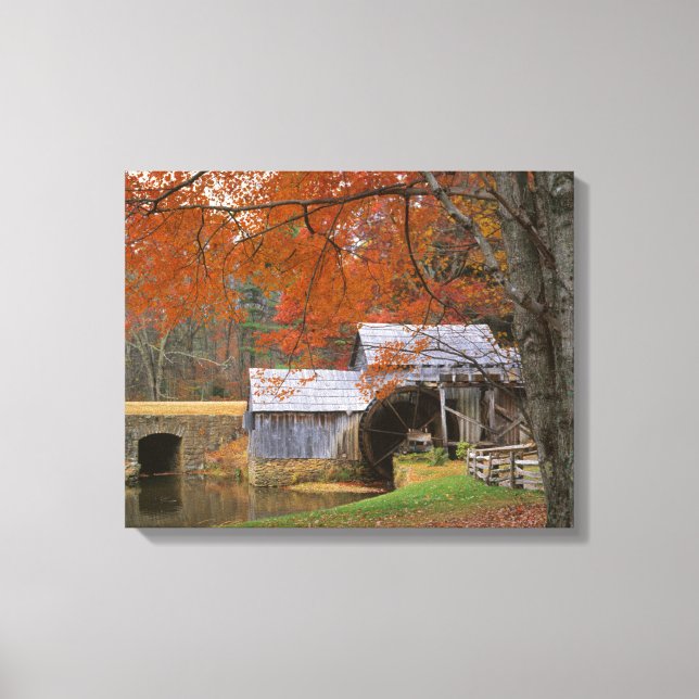 Lienzo EE. UU., Virginia, Blue Ridge Parkway, Otoño (Anverso)