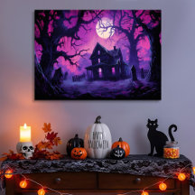 Eerie Haunted Halloween Mano Canvas Print
