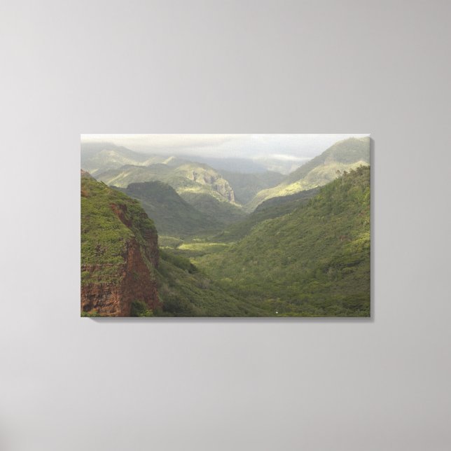 Lienzo EEUU, Hawaii, Kauai, Canyon pasan por alto. (RF) (Anverso)