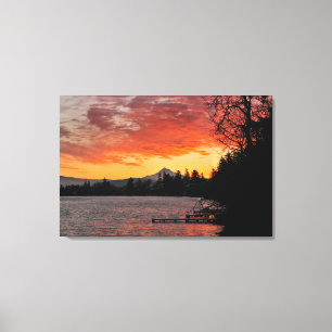 Lienzo EEUU, Oregón. Blue Lake Y Mt Hood At Sunrise