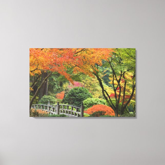 Lienzo EEUU, Oregón, Portland. Puente de madera y arce (Anverso)