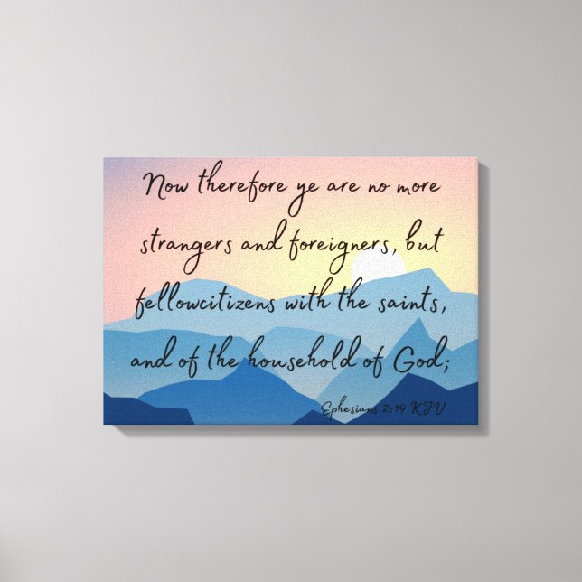Lienzo Efesianos 2:19 Biblia Verse KJV Pic Wall Art (Anverso)