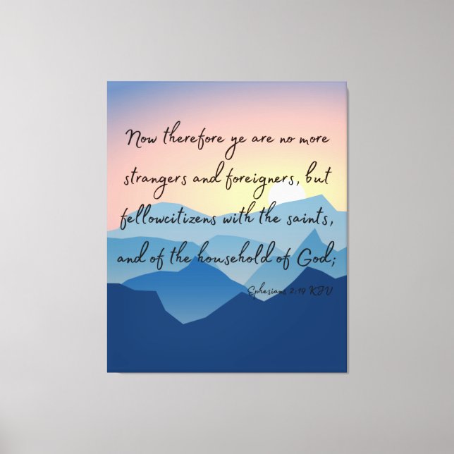 Lienzo Efesianos 2:19 Biblia Verse KJV Pic Wall Art (Anverso)