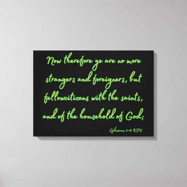 Lienzo Efesios 2:19 Biblia Verse KJV Wall Art (Anverso)