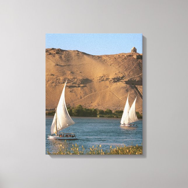 Lienzo Egipto, Asuán, río Nilo, veleros Felucca, (Anverso)