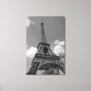 Lienzo Eiffel nublado en blanco y negro, 2015