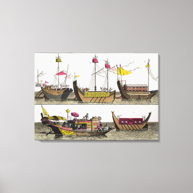 Lienzo Ejemplos de barcos chinos, ilustracion de 'Le C (Anverso)