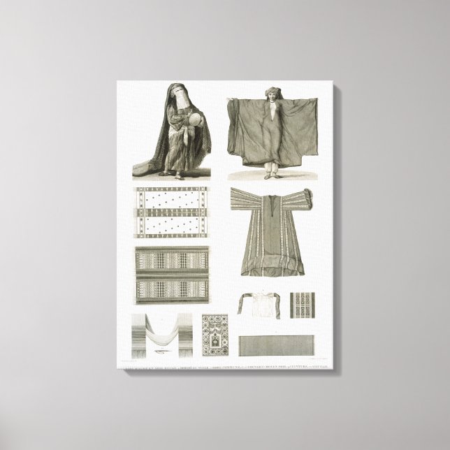 Lienzo Ejemplos de disfraces de seda y egipcia, de 'Desc' (Anverso)