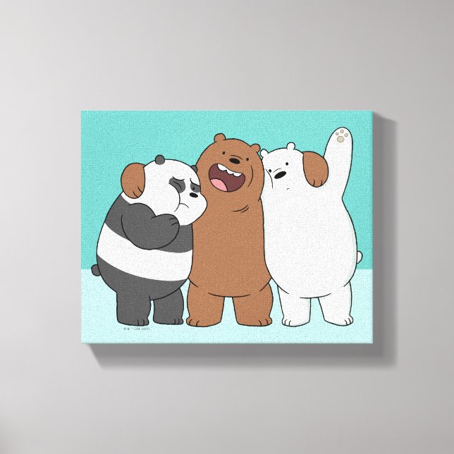 Lienzo El abrazo del grupo Bare Bears (Anverso)