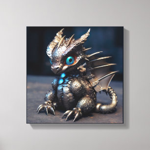 Lienzo El Adorable Dragón Bebé Metalizado