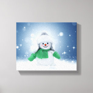 Lienzo El adorable personaje de muñeco de nieve de Navida